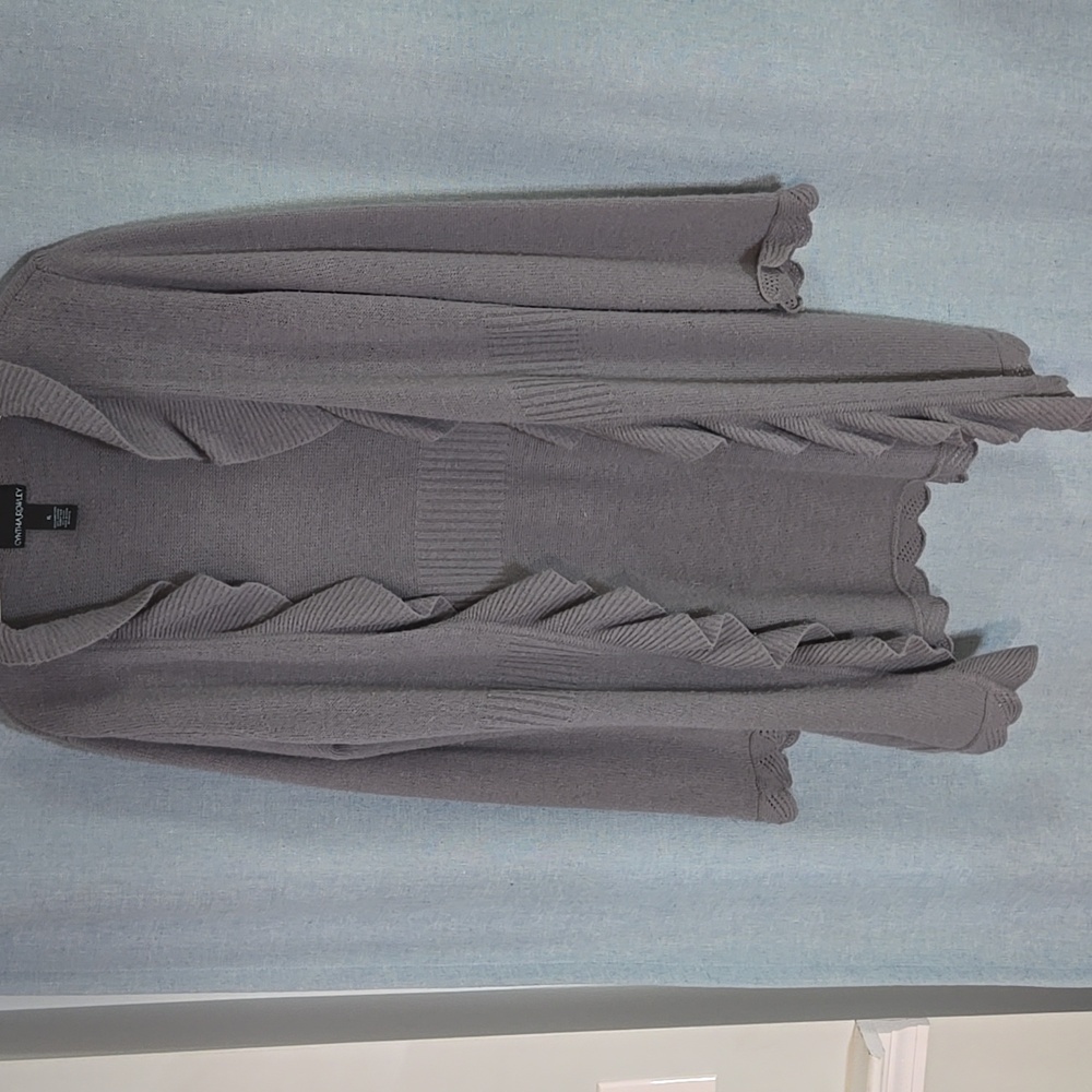 Cynthia Rowley Gray Ruffled Cardigan